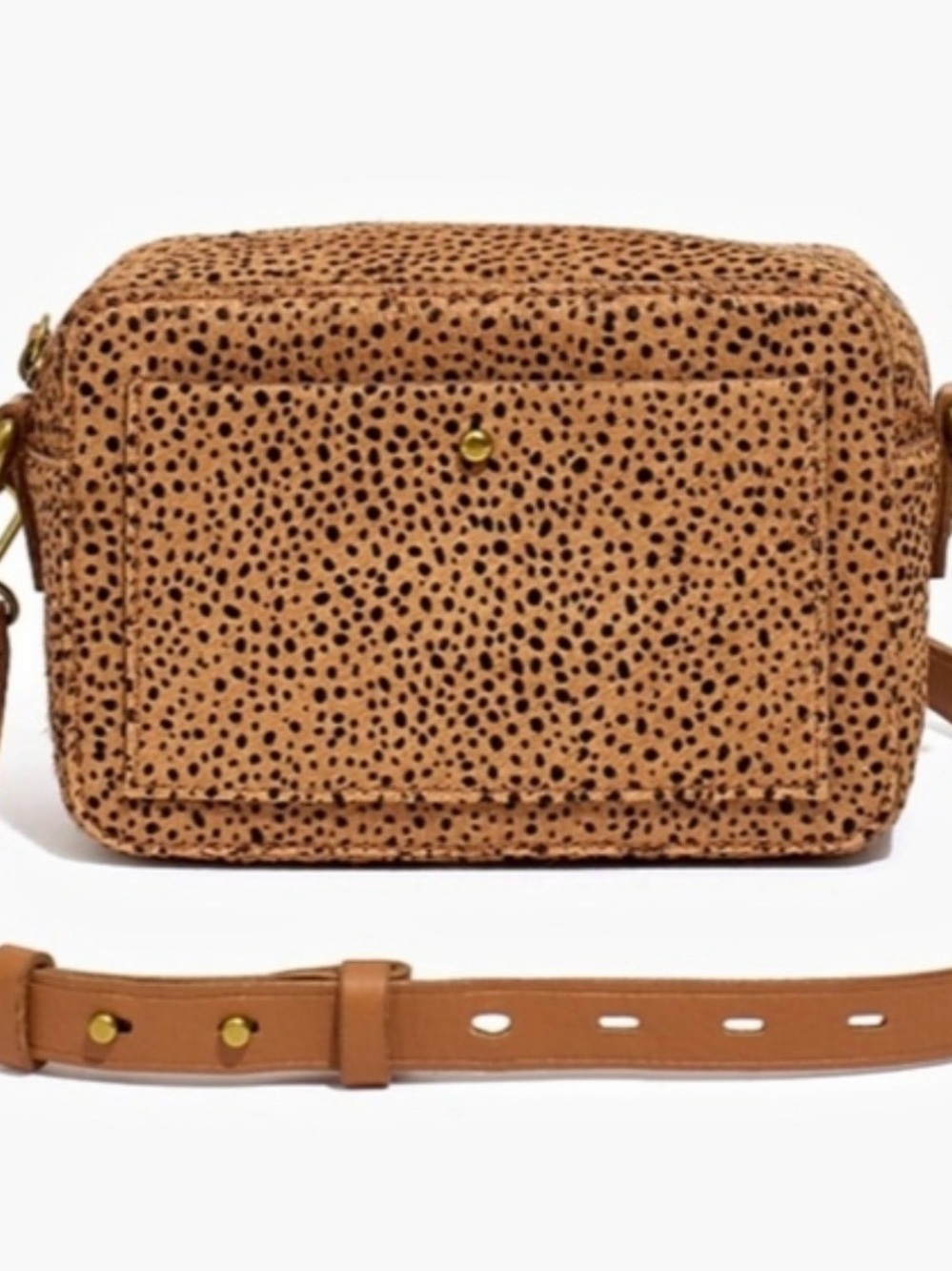 Madewell Tan Spotted Leather The Transport Crossbody Camera Bag